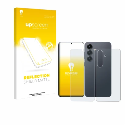 Front side of a product packaging with the brand logo upscreen. Next to it is the device Samsung Galaxy S25 Enterprise Edition