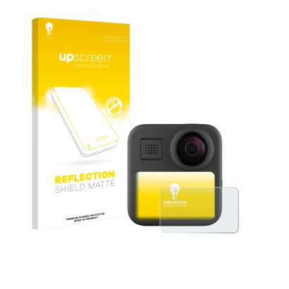 Front side of a product packaging with the brand logo upscreen. Next to it is the device GoPro Max (2025) shown with the corre