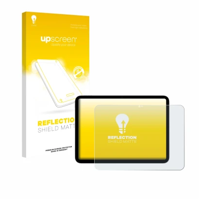 Front side of a product packaging with the brand logo upscreen. Next to it is the device Apple iPad A16 11" 2025 (11th Gen.) s