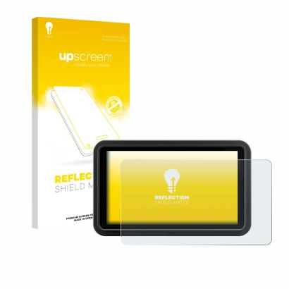 Front side of a product packaging with the brand logo upscreen. Next to it is the device Atomos Shinobi Go shown with the corr