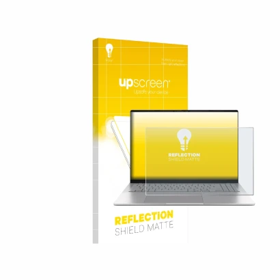 Front side of a product packaging with the brand logo upscreen. Next to it is the device ASUS Vivobook S16 S3607 shown with th