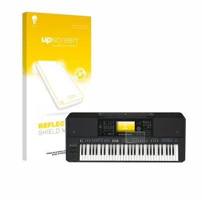 Front side of a product packaging with the brand logo upscreen. Next to it is the device Yamaha PSR-SX720 shown with the corre