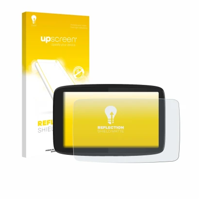 Front side of a product packaging with the brand logo upscreen. Next to it is the device TomTom GO Camper Tour shown with the