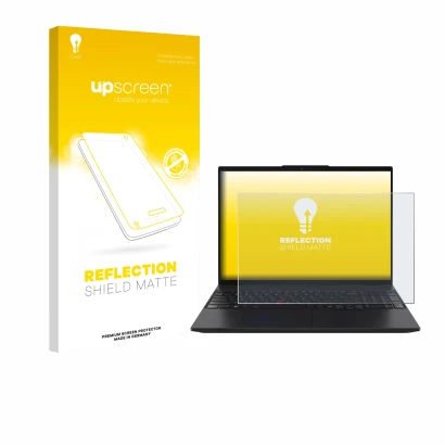 Front side of a product packaging with the brand logo upscreen. Next to it is the device Lenovo ThinkPad L16 Gen 2 shown with 