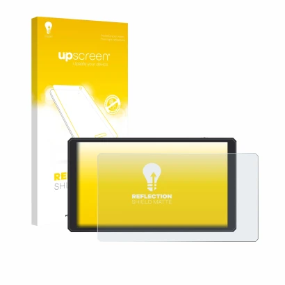 Front side of a product packaging with the brand logo upscreen. Next to it is the device Feelworld CUT6 6" shown with the corr