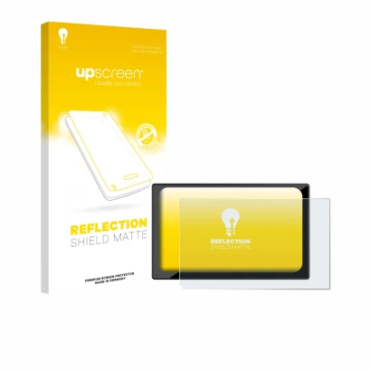 Front side of a product packaging with the brand logo upscreen. Next to it is the device Carpuride V9 9" shown with the corres