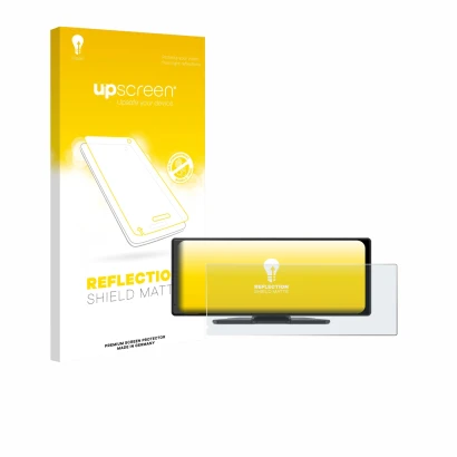 Front side of a product packaging with the brand logo upscreen. Next to it is the device Carpuride V92 10.26" shown with the c