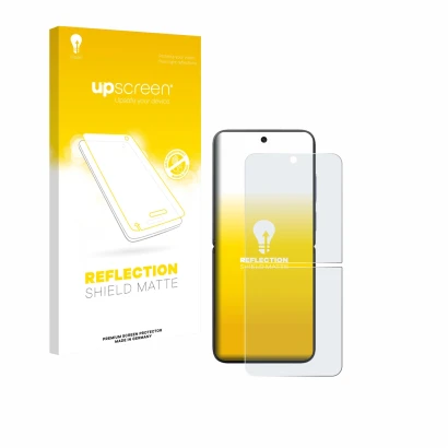 Front side of a product packaging with the brand logo upscreen. Next to it is the device Xiaomi MIX Flip shown with the corres