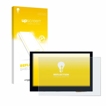 Front side of a product packaging with the brand logo upscreen. Next to it is the device Waveshare 4.3" shown with the corresp