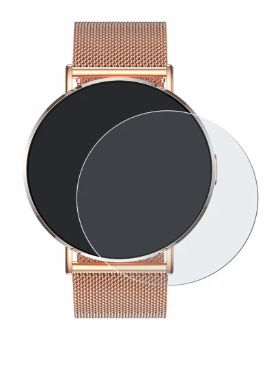 Image of the device Levowatch Eve 1.3" with a wide variety of screen protectors.