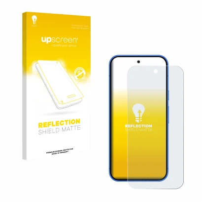 Front side of a product packaging with the brand logo upscreen. Next to it is the device Google Pixel 10 shown with the corres