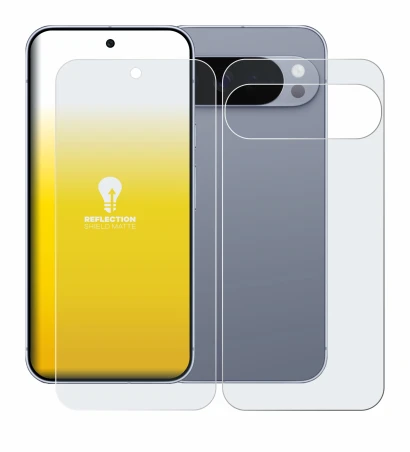 Image of the device Google Pixel 10 Pro XL (Front+Back) with a wide variety of screen protectors.