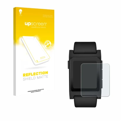 Front side of a product packaging with the brand logo upscreen. Next to it is the device Pebble 2 Duo 2025 shown with the corr