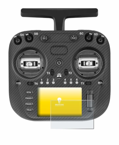 Image of the device Radiomaster TX15 Max with a wide variety of screen protectors.