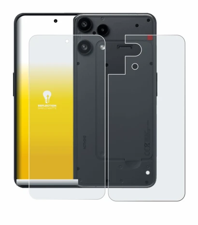 Image of the device Nothing Phone (3a) Lite (Front+Back) with a wide variety of screen protectors.