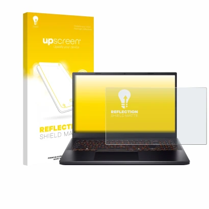 Front side of a product packaging with the brand logo upscreen. Next to it is the device Acer Nitro V 15 shown with the corres