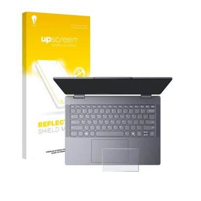 Front side of a product packaging with the brand logo upscreen. Next to it is the device Lenovo IdeaPad 5 2-in-1 14" Touchpad 