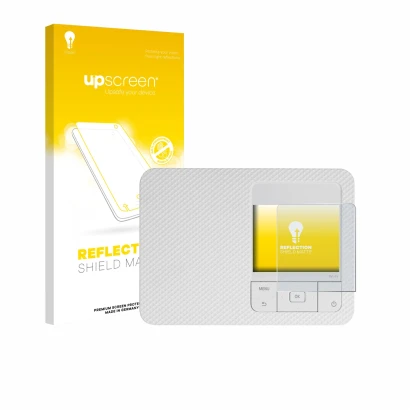 Front side of a product packaging with the brand logo upscreen. Next to it is the device Canon Selphy CP1500 Mini shown with t