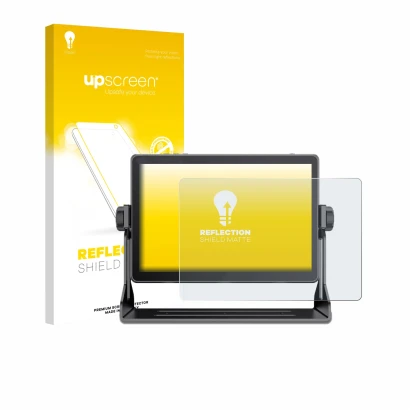 Front side of a product packaging with the brand logo upscreen. Next to it is the device Feelworld LUT 11H 10.1" shown with th