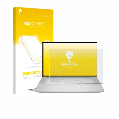 Front side of a product packaging with the brand logo upscreen. Next to it is the device Dell 16 Premium Laptop shown with the