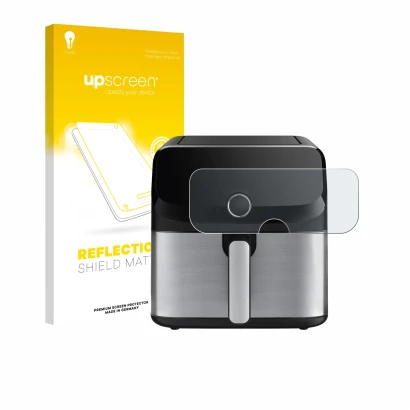 Front side of a product packaging with the brand logo upscreen. Next to it is the device Tefal Easy Fry Mega shown with the co