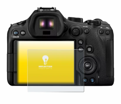 Image of the device Canon EOS R6 Mark III with a wide variety of screen protectors.