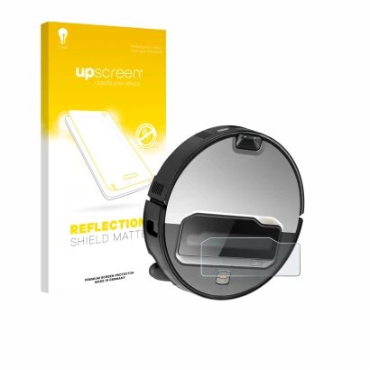 Front side of a product packaging with the brand logo upscreen. Next to it is the device Roborock Saros Z70 shown with the cor