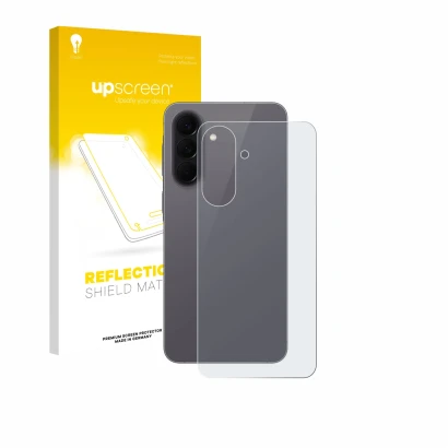 Front side of a product packaging with the brand logo upscreen. Next to it is the device Samsung Galaxy A57 5G (Back) shown wi
