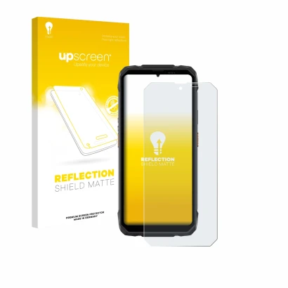 Front side of a product packaging with the brand logo upscreen. Next to it is the device Blackview Rock 1 shown with the corre