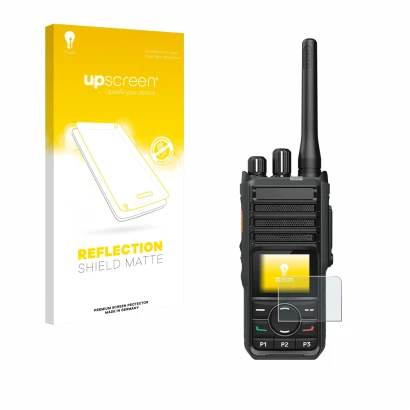 Front side of a product packaging with the brand logo upscreen. Next to it is the device Hytera HP565 shown with the correspon