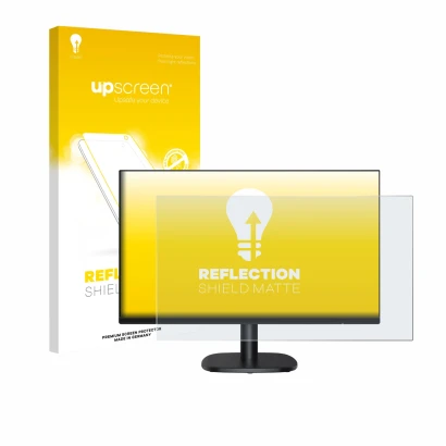 Front side of a product packaging with the brand logo upscreen. Next to it is the device Amazon Basics C24M2020DEU shown with 