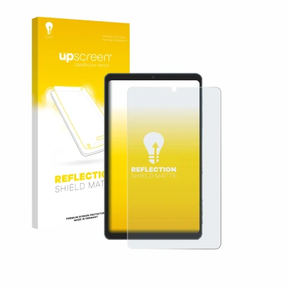 Front side of a product packaging with the brand logo upscreen. Next to it is the device Chuwi AuPad Mini shown with the corre