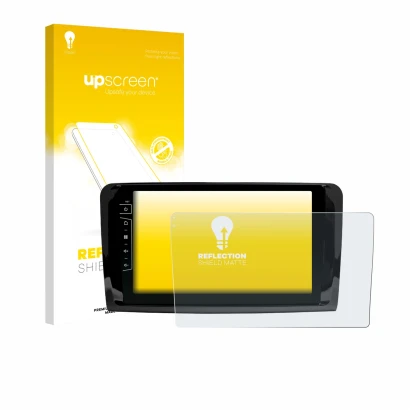 Front side of a product packaging with the brand logo upscreen. Next to it is the device Dynavin D9-DF432 9" shown with the co