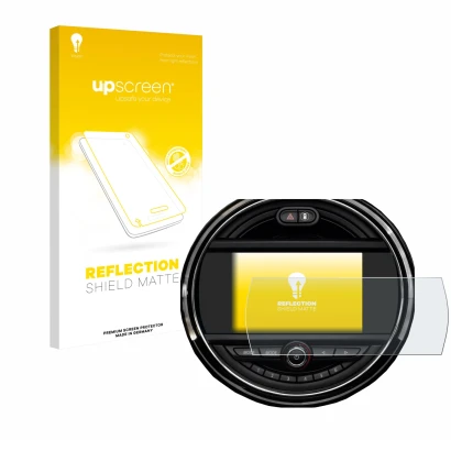 Front side of a product packaging with the brand logo upscreen. Next to it is the device Mini Clubman 2018 - 2020 shown with t