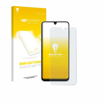 Front side of a product packaging with the brand logo upscreen. Next to it is the device Samsung Galaxy M36 shown with the cor