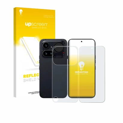 Front side of a product packaging with the brand logo upscreen. Next to it is the device Nothing Phone (4a) Pro (Front+Back) s