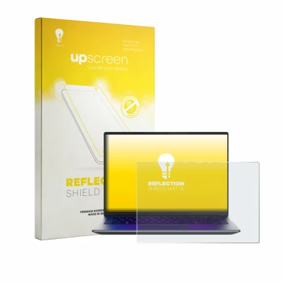 Front side of a product packaging with the brand logo upscreen. Next to it is the device MEDION Avantum 14 E1e shown with the