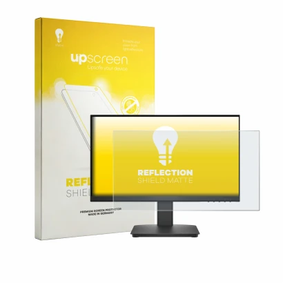 Front side of a product packaging with the brand logo upscreen. Next to it is the device Dell 22 SE2225HM shown with the corre