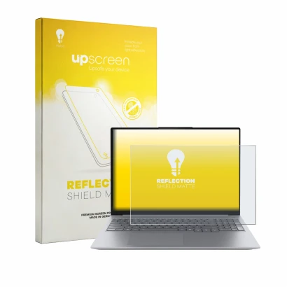 Front side of a product packaging with the brand logo upscreen. Next to it is the device Lenovo ThinkBook 16 Gen 9 shown with