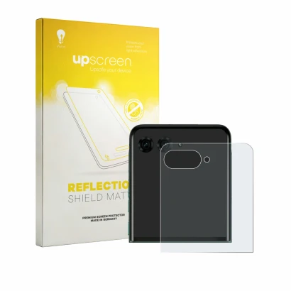 Front side of a product packaging with the brand logo upscreen. Next to it is the device Motorola Razr 70 Plus (Back display)