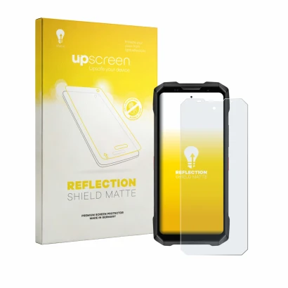 Front side of a product packaging with the brand logo upscreen. Next to it is the device Doogee V Max 2 shown with the corresp
