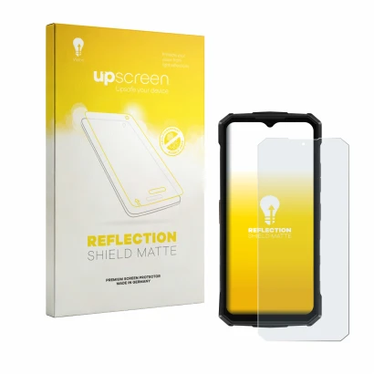 Front side of a product packaging with the brand logo upscreen. Next to it is the device Doogee Fire 5 Pro shown with the corr