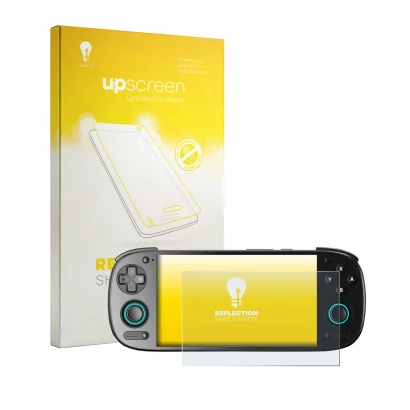 Front side of a product packaging with the brand logo upscreen. Next to it is the device Retroid Pocket 5 shown with the corre