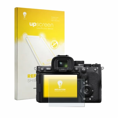 Front side of a product packaging with the brand logo upscreen. Next to it is the device Sony Alpha 7R VI shown with the corre