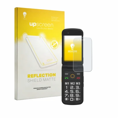 Front side of a product packaging with the brand logo upscreen. Next to it is the device AGM M8 FLIP shown with the correspond