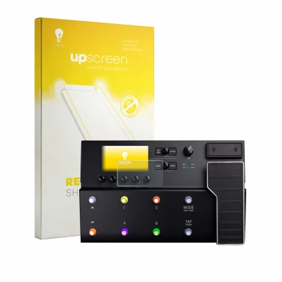 Front side of a product packaging with the brand logo upscreen. Next to it is the device Line 6 POD Go Wireless shown with the