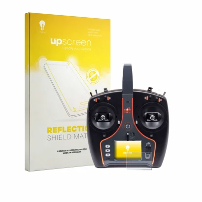 Front side of a product packaging with the brand logo upscreen. Next to it is the device Spektrum NX7e Plus shown with the cor