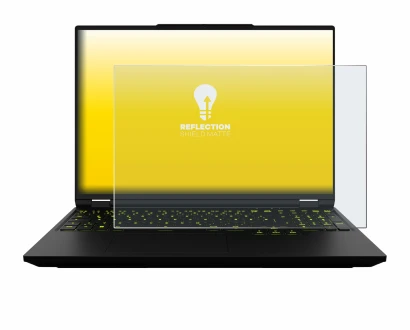 Image of the device XMG Neo 16 with a wide variety of screen protectors.