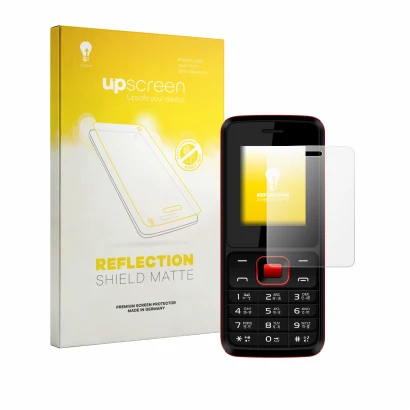 Front side of a product packaging with the brand logo upscreen. Next to it is the device Karbonn K19 Rock shown with the corre