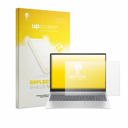 Front side of a product packaging with the brand logo upscreen. Next to it is the device HP Pavilion 16-ag0xxx shown with the
